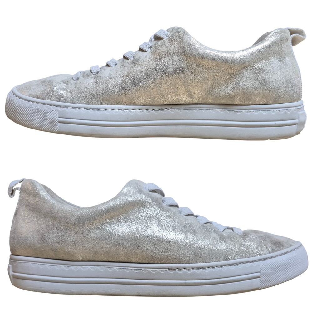 Paul Green Mineral Metallic Silver White Scotty Sneakers Shoes Women AUS9 US 11